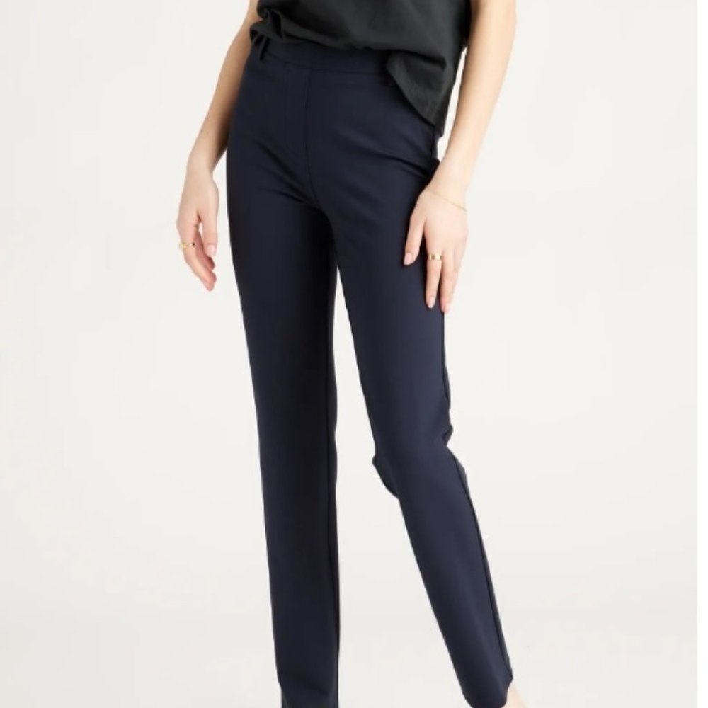 NWOT Quince Womens' Size Small Navy Blue Ultra-Stretch Ponte Straight Leg Pants